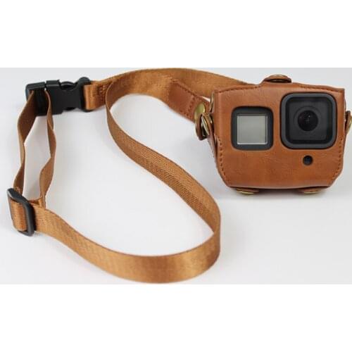 Protective PU Leather Case bag Cover With Shoulder Strap Neck Lanyard Sling For Gopro Hero 8 Camera Accessories