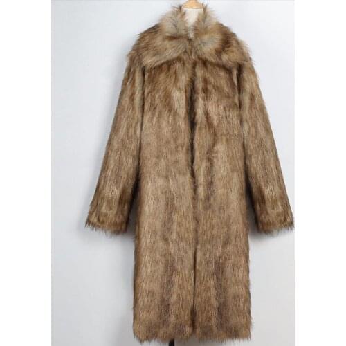 Plus Size 3XL!Faux Fur Coat Long Thicken Slim Warm Fashion Warm Outerwear Artificial Collar Fur Coat Winter