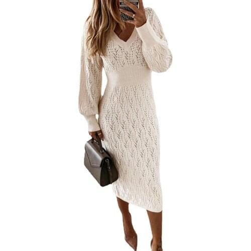 Womens Fashion Sweet Hollow White Sweater Dress Holdiay Party Sexy Cool Lady Dress Summer Breathable Casual Long Dress