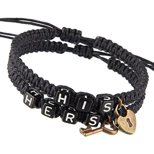 1 Pair Adjustable Couples Bracelets set His and Hers Bracelet Handmade Lovers Bracelet Friendship Love Gifts