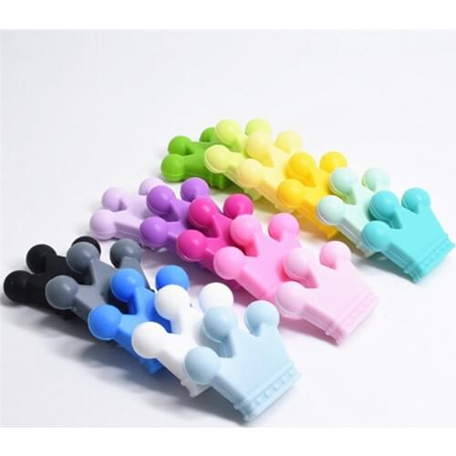 10PC Baby Teether Silicone Crown Beads BPA Free Infant Teething Necklace Accessories Newborn Pacifier Clips Chain DIY Shower Toy