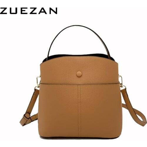 100% Nature Cowhide, 3 Compartments, Girl Bucket Bag, Women Genuine Leather Messenger Bag, Female Shoulder Cross-body Bag, T025