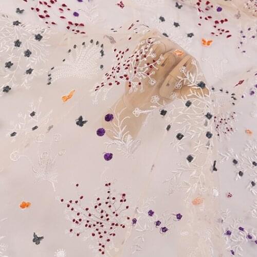 200x130cm Exquisite embroidery flower tulle gauze lace fabric French lace fabric diy spring / summer fashion dress clothing