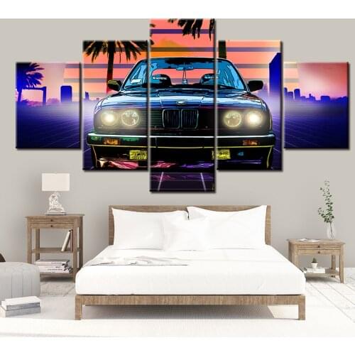 Canvas Art 5 Piece HD Pictures Classic E30 Wall Art Canvas Paintings for Home Decor Poster Wall Pictures for Living Room NL006