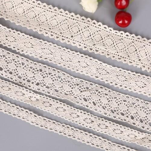 5 yard/lot Ivory Color Cotton Ribbon Crocheted Lace Trim Fabric For Patchwork Craft Handmade DIY Craft Accessories
