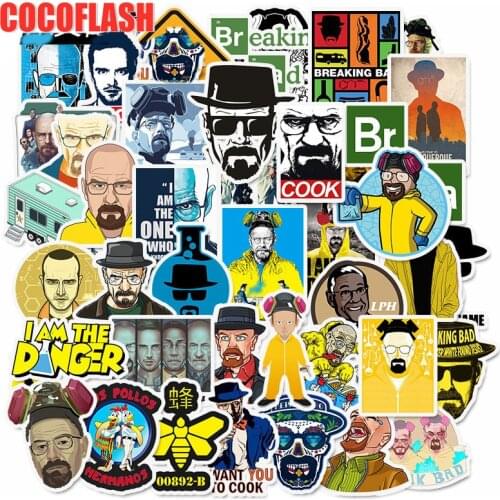 10/50Pcs/set Tv Show Breaking Bad Cartoon Waterproof PVC Stickers For Guitar DIY Bicycle Car Skateboard Snowboard Laptop Luggage
