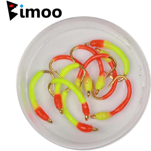Bimoo 10PCS #12 Orange & Yellow Buzzer Fly Nymph Whitefish Trout Fishing Flies