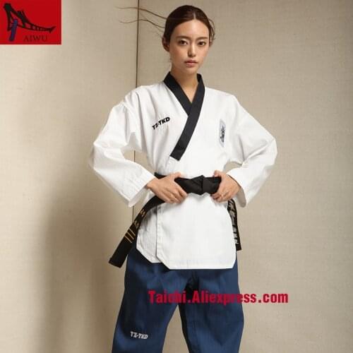 Martial Arts TKD Tae Kwon Do Korea V-neck Adult Taekwondo Master Uniform for Poomsae & Training,WTF Uniform,160-190cm