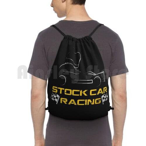 Brisca Stock Car Racing Car With Chequered Flags Backpack Drawstring Bags Gym Bag Waterproof Stockcars Cars Racing Sport