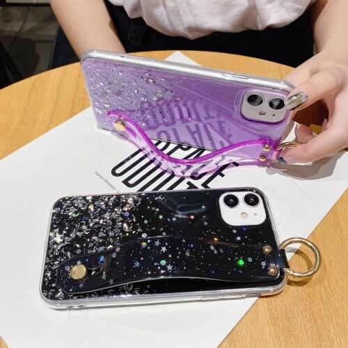 Phone Case For Samsung Galaxy S10 Lite note 10 Lite A51 5G A11 A21 A31 A41 J2 J5 Prime Glitter Star Wrist Strap Hand Band case