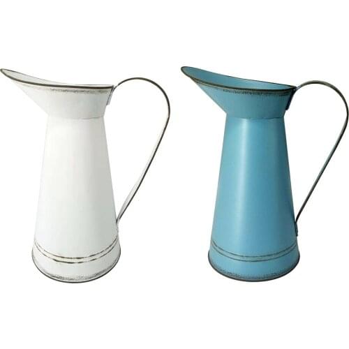 Flowerpot Retro Galvanized Iron Decoration Planter European Galvanized Sheet Style Antique Finish Metal Flower Pot