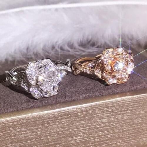 Everoyal Vintage 925 Silver Girls Finger Rings Jewelry New Fashion Zircon Rose Gold Rings For Women Accessories Female Birthday