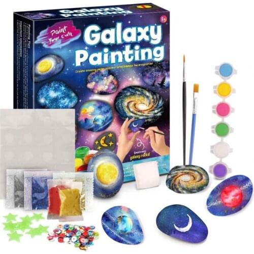 DIY Graffiti Pebble Stone Graffiti Hand-painted Parent-child Interaction Stone Starry Sky Pattern Painting Graffiti for Student
