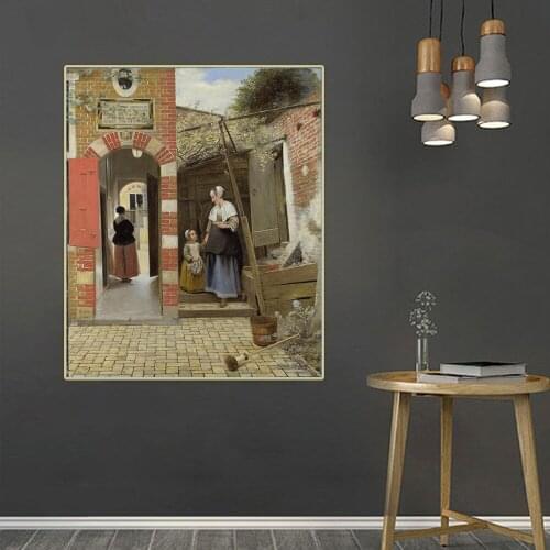 Citon Pieter de Hooch《The Courtyard of a House in Delft》Canvas Oil Painting Artwork Picture Painting Wall Decor Home Decoration