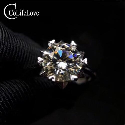 Classic Moissanite Silver Ring for Engagement 2ct VVS Grade Moissanite Ring 925 Silver Moissanite Jewelry Birthday Gift for Girl