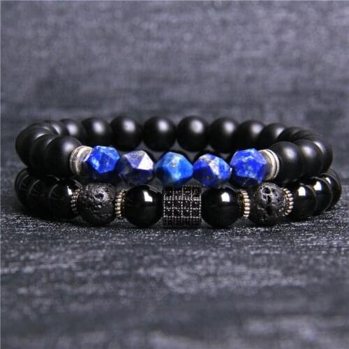 Natural stone beads Bracelet set 2pcs/set Beaded bracciali femme Friends Bracelets For Women Men Jewelry mens bileklik armband