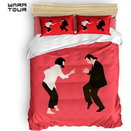 WARMTOUR Duvet Cover Pulp Fiction Duvet Cover Set 4 Piece Bedding Set For Beds
