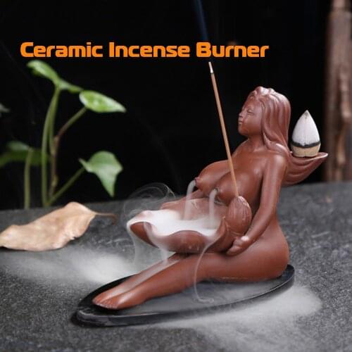 Ceramic Backflow Flow Incense Burner Cone Censer Beauty Holder Decoration