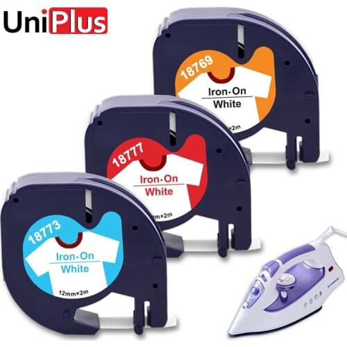 UniPlus Fabric Label Tape Iron on Cloth Compatible DYMO Letratag 18771 18777 18775 for 100H PLUS 100T QX50 LT Label Printer 12mm