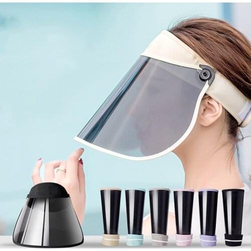 Summer Women Visor Empty Top Sun Hat Wide Large Brim Face Sunscreen Cap Foldable Beach Travel Riding Hats UV Protection Cap