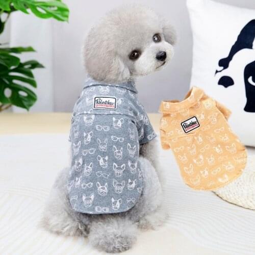 French Bulldog Terrier Print Summer Dog Shirt Clothes Cotton Soft Pet Suit XS XXXL Small Medium Animal Puppy Cat Costumes Goods