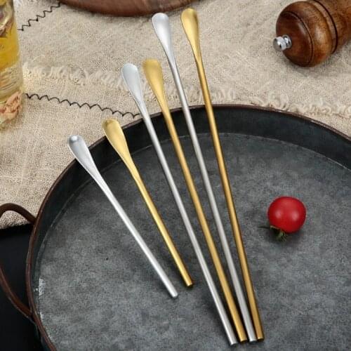 Stainless Steel Spoon Long Gourd Handle Drink Mixing Stirring Ice Tea Coffee Spoon Bar Tableware Gold Spoons Dessert Teaspoons