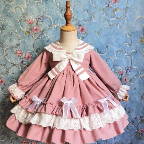 Miayii Baby Clothing Spanish Lolita Retro College Style Lace Stitching Gown Birthday Party Easter Princess Dress For Girls Y3790