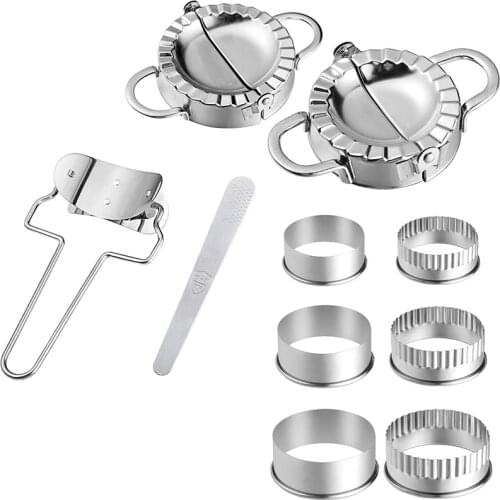10 Pieces Stainless Steel Dumpling Maker Set,Dumpling Press Molds Skin Maker Stuffing Spoon Flour Ring Cutter
