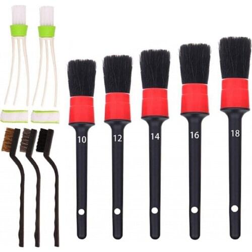 10Pcs Car Detailing Brush Set Car Interior Cleaning Kit Wet and Dry Round Head Bristle Car Brush for Cleaning Wheels Car Beauty