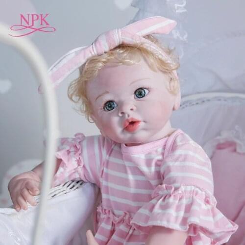 NPK new design 55CM pinky baby girl very realitic hand detailed paiting collectible reborn bebe doll hand rooted hair