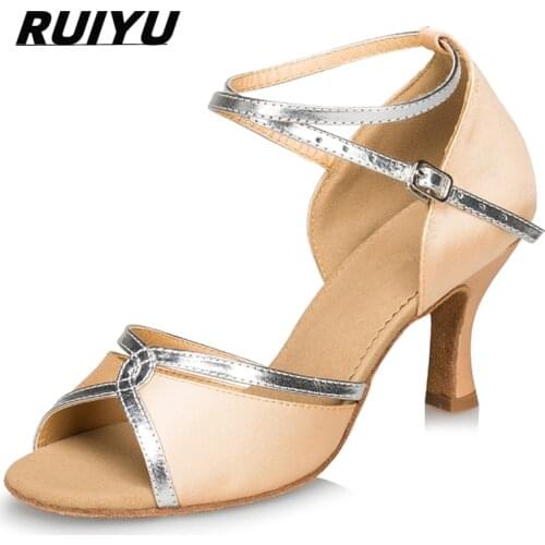 Latin Dance Shoes Satin Lady Tango Salsa Jazz Dance Shoes Ballroom Ballroom Dance Shoes Fashion High-Heeled Sandals
