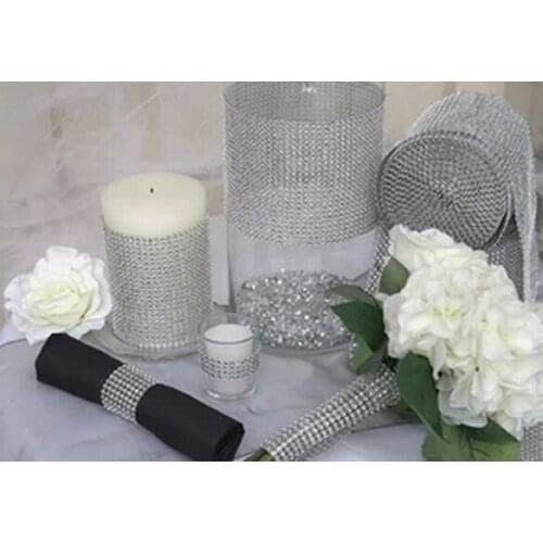 One roll 4.5 inch Bling Diamond mesh Wrap ribbon Rhinestone Mesh Crystal Ribbon