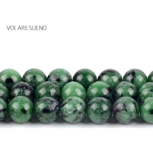 Natural A+ Genuine Epidote Rubys Zoisite Stone Round Beads For Jewelry Making Spacer Beads 4-12mm Diy Bracelets Accessory 15"