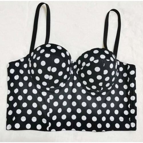 Sexy bra retro small fresh polka dot print bra tube top sling women short vest underwear bra FP052