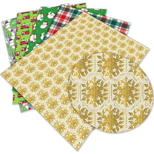 Christmas Faux Leather Fabric for Diy Bow Earrings Accessories Gifts Crafts 30X136CM