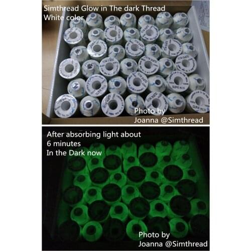 Simthread glow in the dark embroidery thread White color 1000m x 40 whole sales