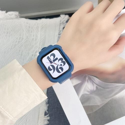 Sport Band for Apple Watch 6SE 44mm 40mm TPU Case & Strap for iWatch 5 4 3 2 1 38mm 42mm Shockproof Protector