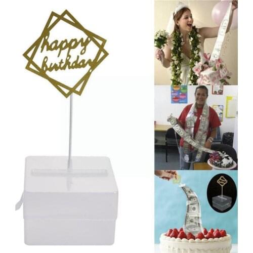1Set Cake ATM Funny Money Storage Box Cake Topper Decorations Birthday Surprise Gifts Decorations For Wedding Party V8T9