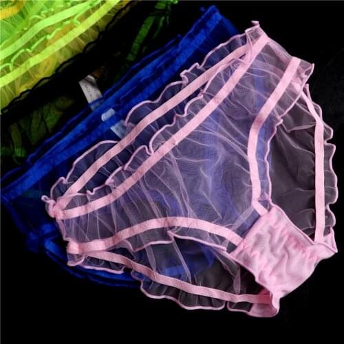 Women Sexy Panties Lace Thongs Ultra-thin Mesh Transparent Sexy Bragas Mujer Womens Soft Briefs Bow Panty Underwear