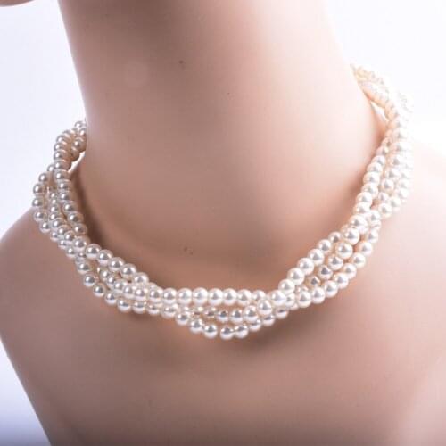 2019 European and American fashion DIY pure handmade twisted twist pearl short style womens necklace necklace chain clavicle ch