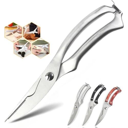 1pcs Stainless Steel Kitchen Scissors Heavy Duty Poultry Shears Scissor Chicken Bone Fish Seafood Meet Food Cutter Cook Tools