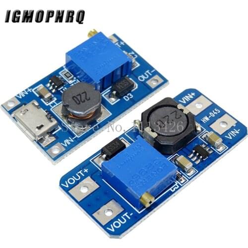 10PCS MT3608 DC-DC Adjustable Boost Module 2A Boost Plate Step Up Module with MICRO USB 2V-24V to 5V 9V 12V 28V