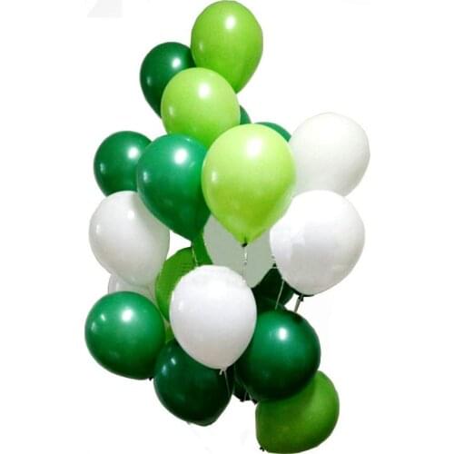 30pcs12 inch Green and White Latex Balloons Birthday Party Decorations Wedding Supplies 2.2g Thick Balloons