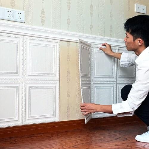 3D Wall Stickers Waterproof Self-adhesive Wallpaper for TV Background Kids Living Room Bedroom Anti-collision Foam Wall Sticker