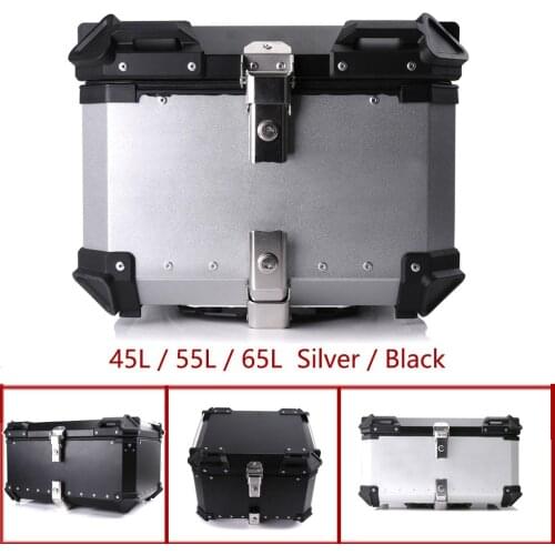 45L 55L 65L Motorcycle Rear Luggage Helmet Box Storage Case Top Tool Box Trunk Boxes Aluminum Waterproof Universal Accessories