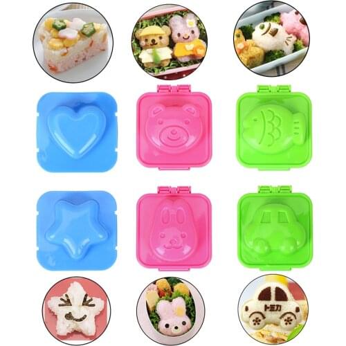 6pcs/set Cute Cartoon Sushi Maker DIY Chef Rice Ball Mould Cartoon Sushi Tool Rice Roll Mold Boiled Egg Tool Kitchen Accessories