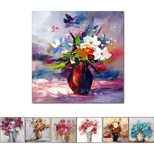 Abstract Beautiful Flowers In The Vase Oil Painting 100% Hand Painted On Canvas Handmade Still Life Wall Art For Home Decoration