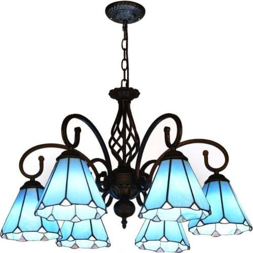 Large tiffany lamp shade hanging light fixtures bohemia stained glass hanging chandelier light mideterranean pendant lamp