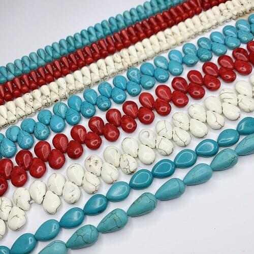 3 Colors Turquoises Howlite Stone Loose Spacer Beads for Jewelry Making DIY Necklace Bracelet Accessories Tear Water Drop B486