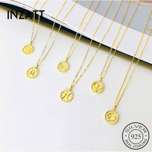 INZATT Real 925 Sterling Silver Zircon Constellation Pendant Choker Necklace For Fashion Women Bohemian Fine Jewelry Accessories